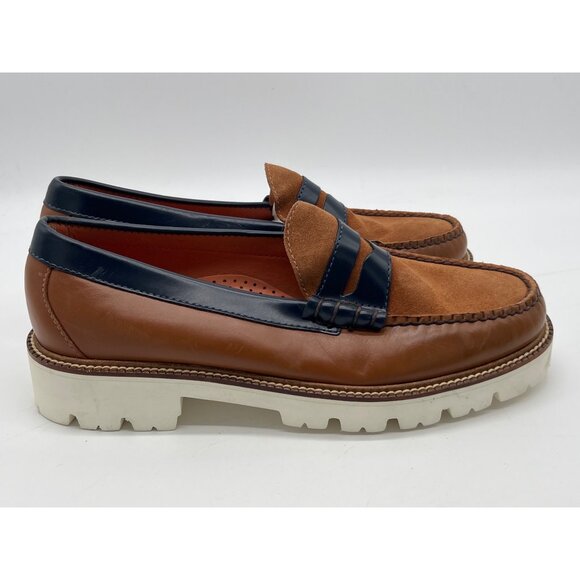 G.H. Bass Mens Weejuns Size 9 Penny Loafers Brown & Navy Leather Suede Upper Wit main image 9